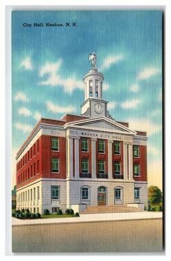 Nashua NH City Hall Linen Postcard - Tichnor Bros. Quality View